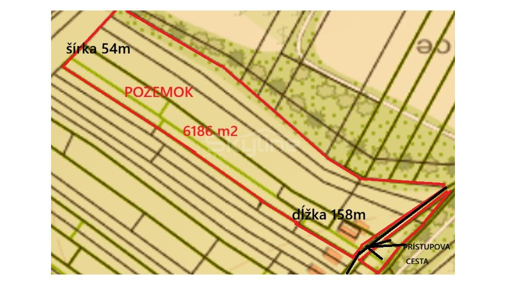 Na predaj rekreačný pozemok 6186 m2, Farná, Levice