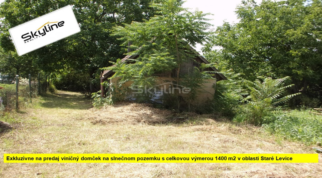Znížená cena!!!Ponúkame na predaj viničný domček v pôvodnom , na rozľahlom slnečnom pozemku v tichej  lokalite vinohradníckej oblasti Starých Levíc.
