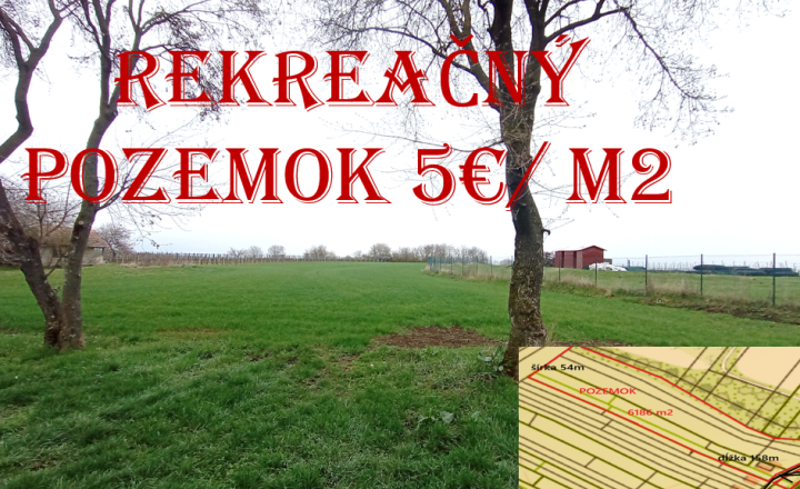 Na predaj rekreačný pozemok 6186 m2, Farná, Levice